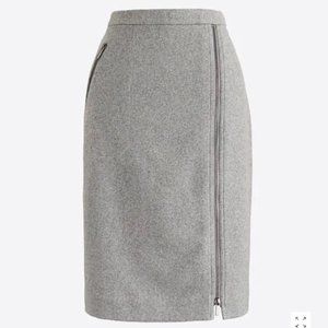 J. Crew Wool "The Pencil Skirt" with Zippers in Gray Size 0